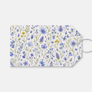 Blue Yellow Green Watercolor Wildflower Pattern Gift Tags