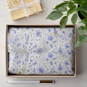 Blue Yellow Green Watercolor Wildflower Pattern Tissue Paper