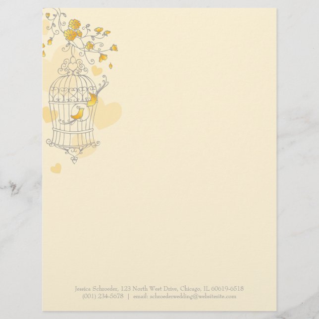 Blue yellow grey bird cage letterhead (Front)