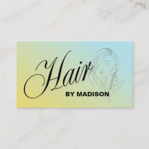 Blue Yellow Hair Stylist QR Code Business Card