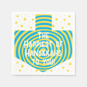 Blue Yellow Hanukkah Swirl Dreidel Napkin