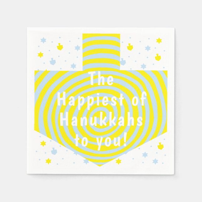 Blue Yellow Hanukkah Swirl Dreidel Napkin (Front)