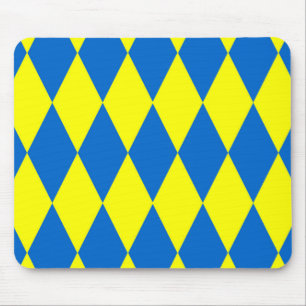 Blue Yellow Harlequin Checkered Design  Mouse Mat
