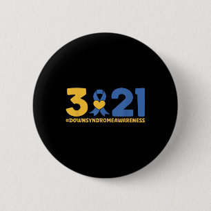 Blue Yellow Heart 21 World Down Syndrome Awareness 6 Cm Round Badge
