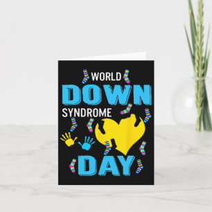 Blue Yellow Heart 21 World Down Syndrome Awareness Card
