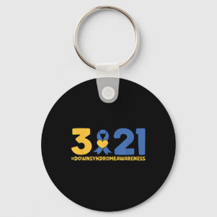 Blue Yellow Heart 21 World Down Syndrome Awareness Key Ring