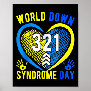 Blue Yellow Heart 21 World Down Syndrome Awareness Poster