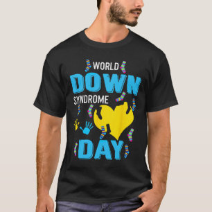 Blue Yellow Heart 21 World Down Syndrome Awareness T-Shirt