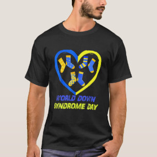 Blue Yellow Heart 21 World Down Syndrome Awareness T-Shirt