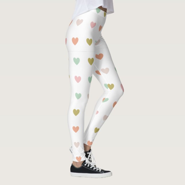 Blue Yellow Heart Girly Trendy Fashionable Yoga Leggings (Right)