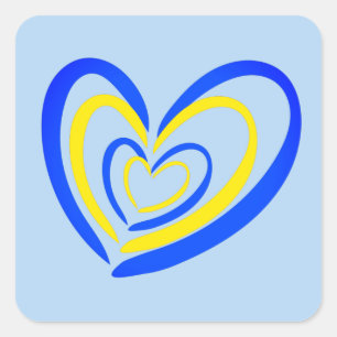 Blue Yellow Heart Peace Anti War Support Ukraine Square Sticker