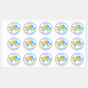 Blue Yellow Hearts I Love Button