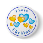 Blue Yellow Hearts I Love Ukraine Button