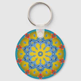 Blue & Yellow Kaleidoscope Key Ring