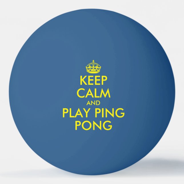 Blue yellow keep calm ping pong table tennis balls (Front)