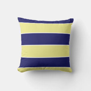 blue & yellow large stripes cushion