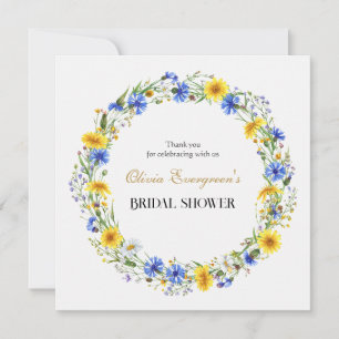 Blue Yellow Lavender Wildflower Wreath Thank You Card