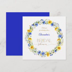 Blue Yellow Lavender Wildflower Wreath Thank You Card