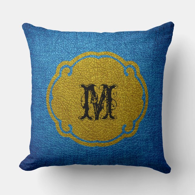 Blue Yellow Leather Cushion (Front)