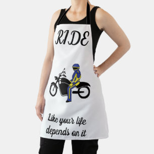 Blue & Yellow Leathers at a Motorcycle Race Apron
