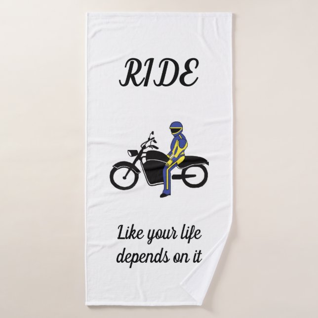 Blue & Yellow Leathers at a Motorcycle Race  Bath Towel (Bath Towel)