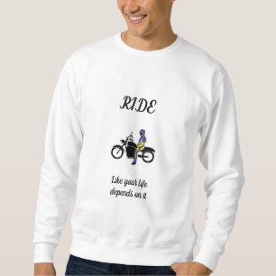 Blue & Yellow Leathers at a Motorcycle Race Sweatshirt