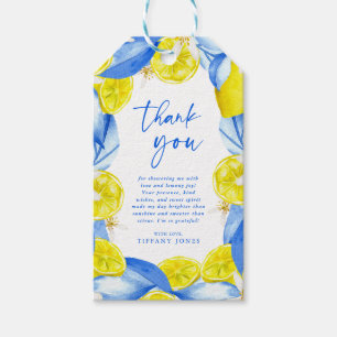 Blue Yellow Lemons Bridal Shower Thank You Gift Tags