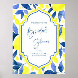 Blue Yellow Lemons Bridal Shower Welcome Sign