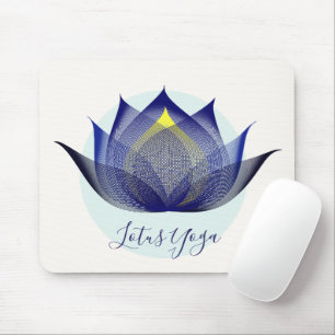 Blue Yellow Lotus Flower Art Elegant Unique Yoga Mouse Mat
