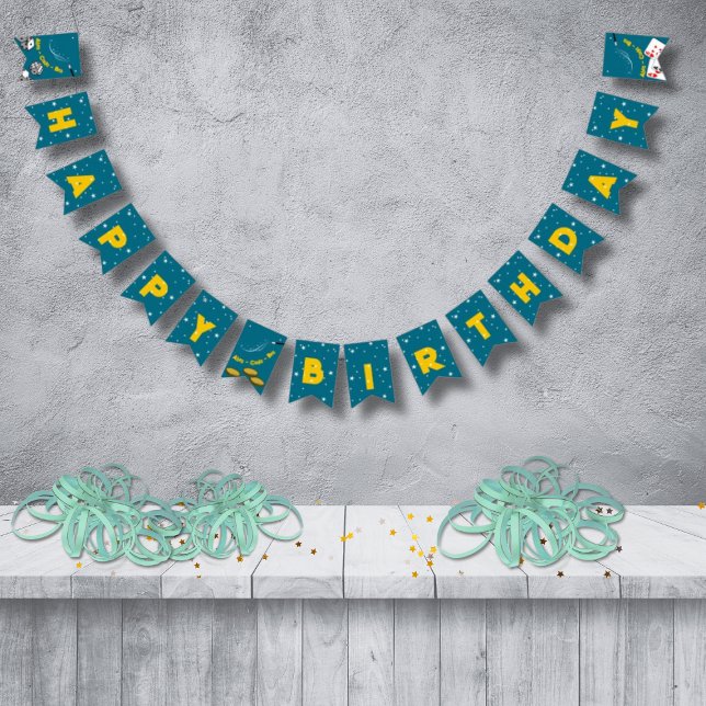 Blue & Yellow Magical Happy Birthday  Bunting (Blue & Yellow Magical Happy Birthday Bunting Flags)