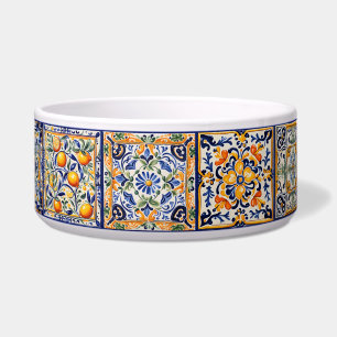 Blue & Yellow Mediterranean Floral Folk Art Tile