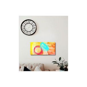 Blue Yellow Modern Stretched Canvas Print Wall Art