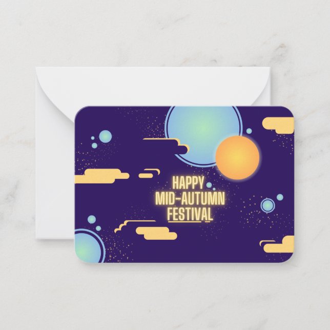 Blue- Yellow Moon Mid-Autumn Festival Card (Front)