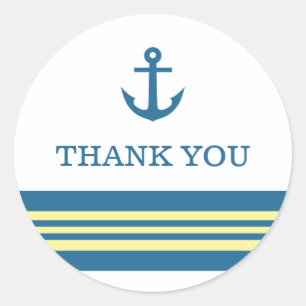 Blue Yellow Nautical Anchor Thank You Stickers