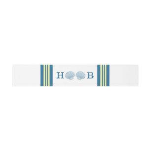 Blue Yellow Nautical Seashells Belly Bands Invitation Belly Band
