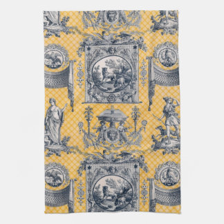 Blue & Yellow Neoclassical Toile French Country Tea Towel
