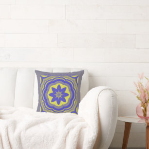 Blue Yellow Octagon Flowers Pillow
