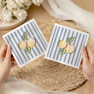 Blue & Yellow Orange Citrus Baby Shower Napkin
