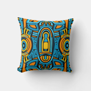 Blue yellow orange mirror doodles cushion