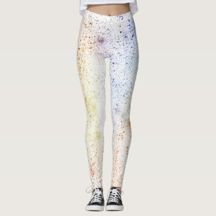 Blue, Yellow & Orange Watercolor Splatters Leggings