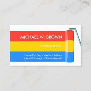 Blue Yellow Painter Paint Roll Interior Exterior Business Card