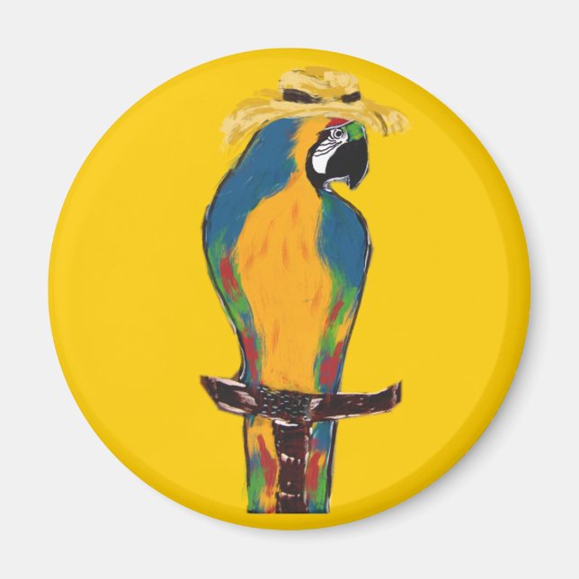 Blue & Yellow Parrot Magnet (Front)