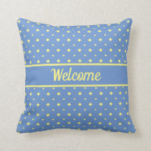 Blue & yellow pattern, welcome, your own words on