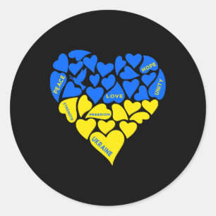 Blue Yellow Peace Dove Heart Ukraine Hope Love Ukr Classic Round Sticker