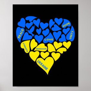 Blue Yellow Peace Dove Heart Ukraine Hope Love Ukr Poster