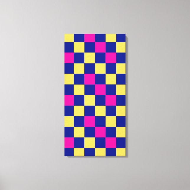 Blue Yellow Pink Checkered Pattern Design  Canvas Print (Front)