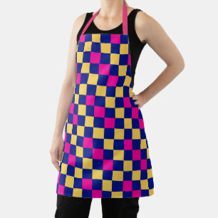 Blue Yellow Pink Chequered Pattern Design  Apron