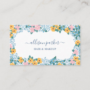 Blue Yellow Pink Meadow Flowers Frame Business Card