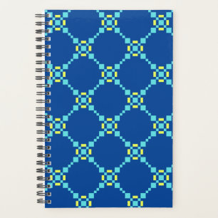 Blue & Yellow Pixelated Pattern Planner