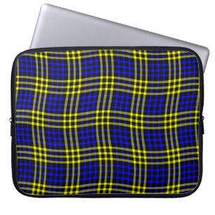 Blue Yellow Plaid Checker Seamless Pattern Laptop Sleeve